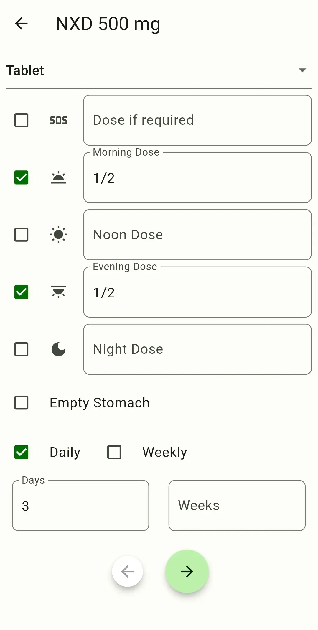 Customizable dosage instructions in prescription